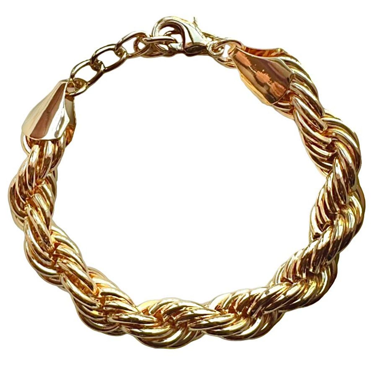 GENERICO - PULSERA TURBILLON INFLADA GRUESA BAÑO DE ORO GOLD FILLED