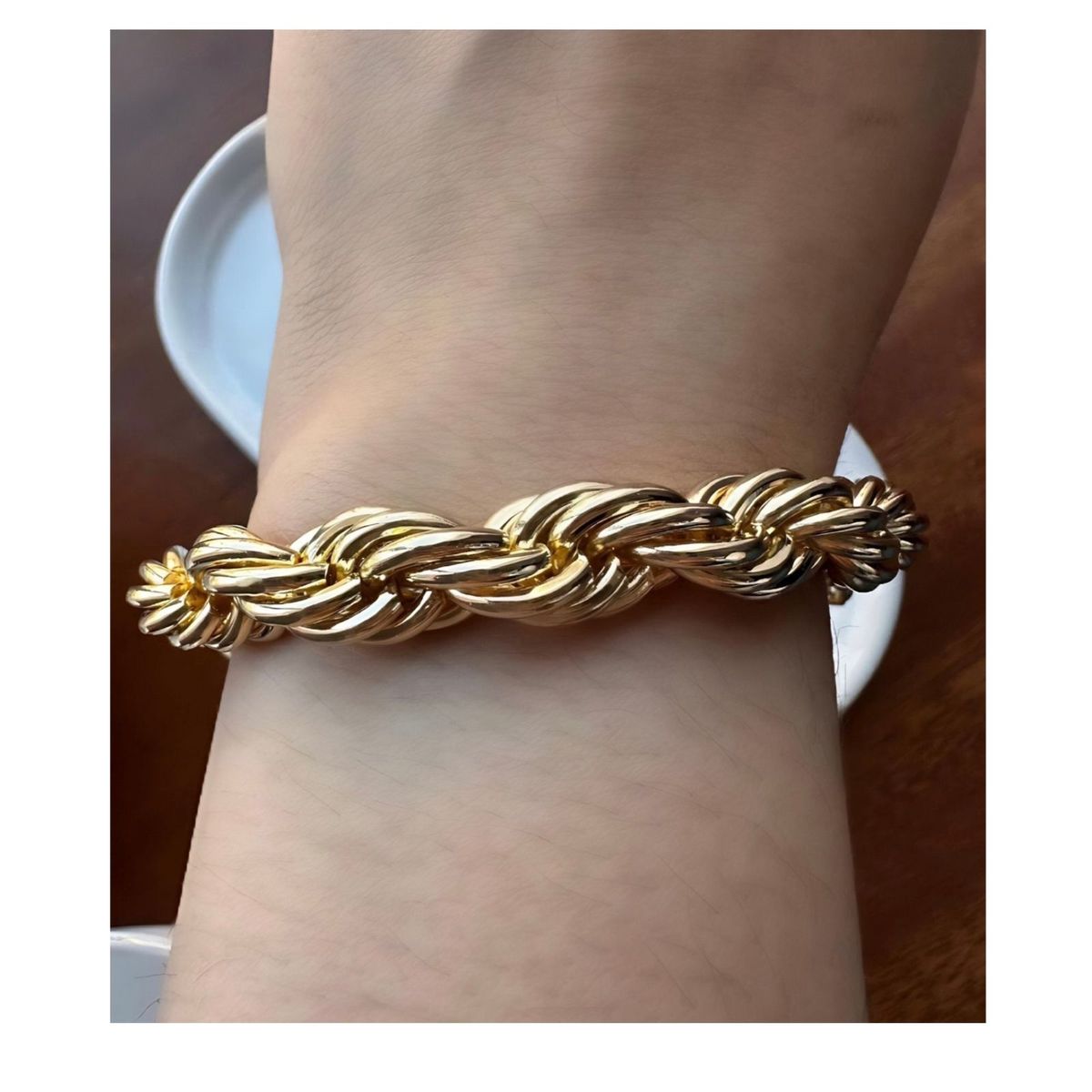 GENERICO - PULSERA TURBILLON INFLADA GRUESA BAÑO DE ORO GOLD FILLED