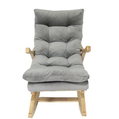 Imagen 2 del producto SILLA MECEDORA COQUETTE CON APOYA BRAZO GRIS FELPA.