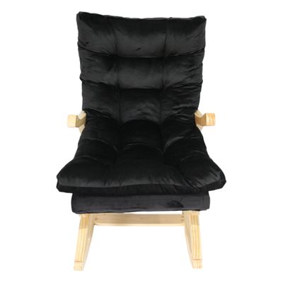 Imagen 2 del producto SILLA MECEDORA COQUETTE CON APOYA BRAZO NEGRO FELPA.