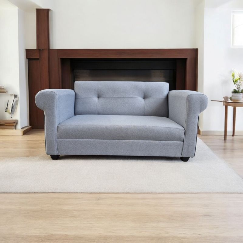 GENERICO - Sofa 2 Cuerpos Barcelona Tela Gris Claro