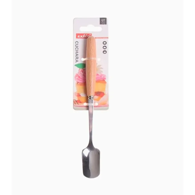 GENERICO - Cuchara Mesa Acero Inoxidable Mango Madera