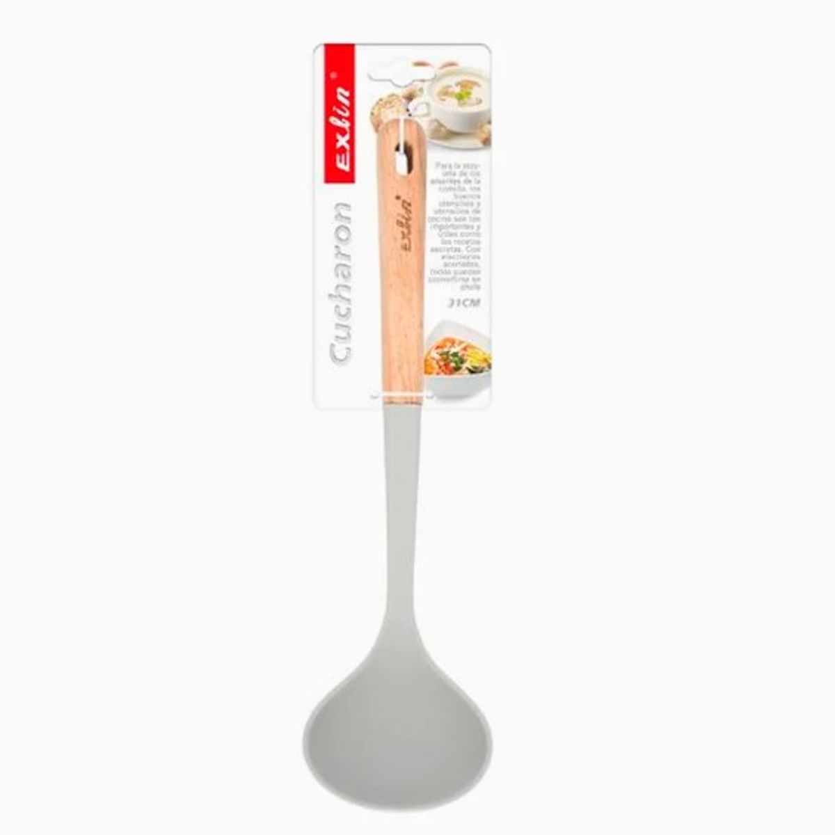 GENERICO - Cucharón Silicona Mango De Madera 31Cm