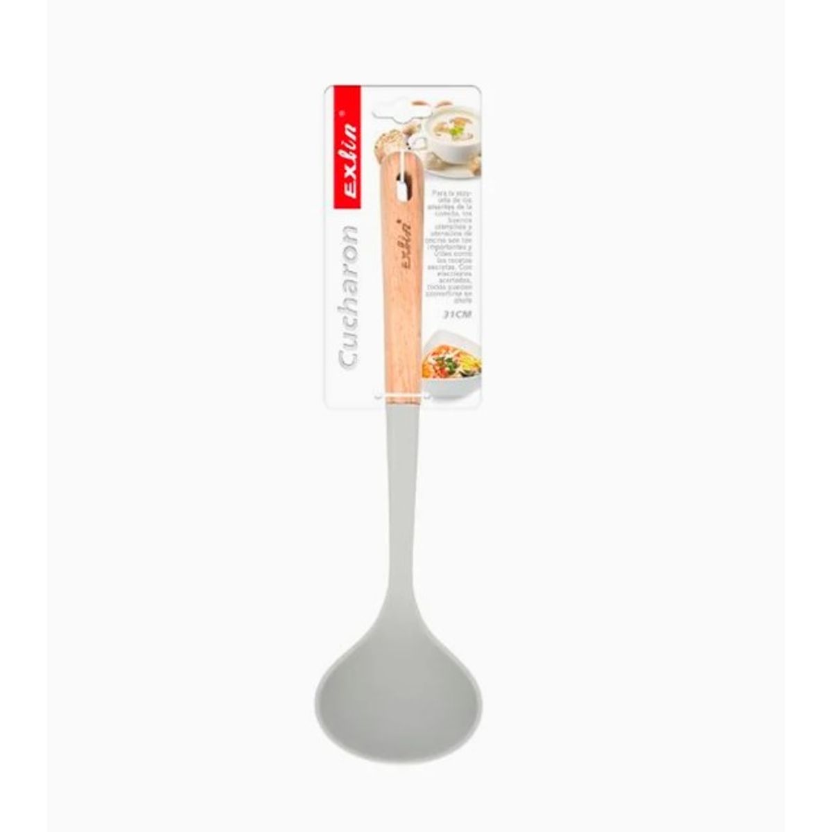 GENERICO - Cucharón Silicona Mango De Madera 31Cm