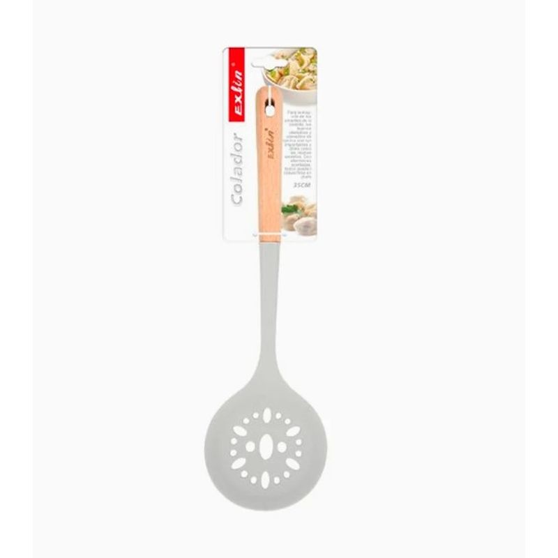 GENERICO - Colador De Silicona Con Mango De Madera 35Cm