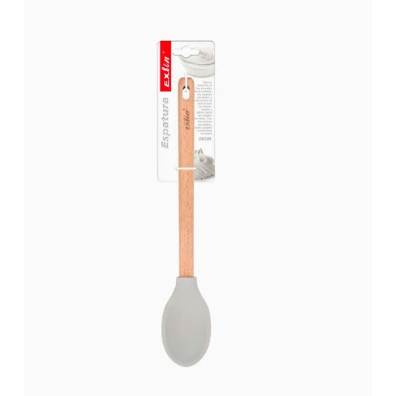 GENERICO - Cuchara De Silicona Con Mango De Madera 30Cm