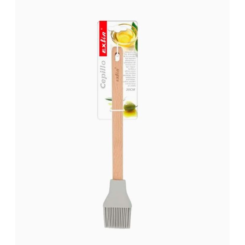 GENERICO - Cepillo Silicona Con Mango De Madera 30Cm