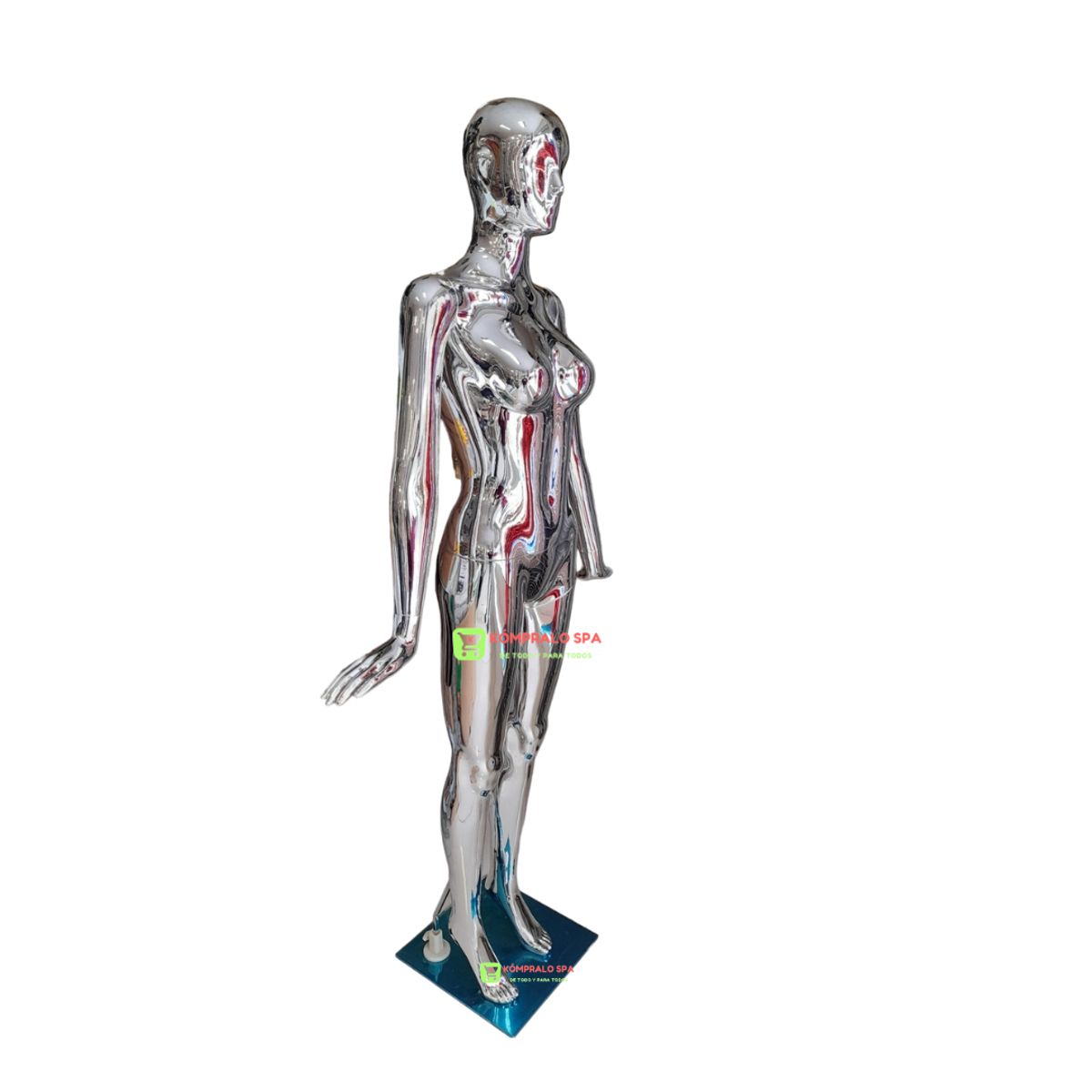 GENERICO - Maniqui Cuerpo Entero Dama Plastico Metalizado Plateado W01