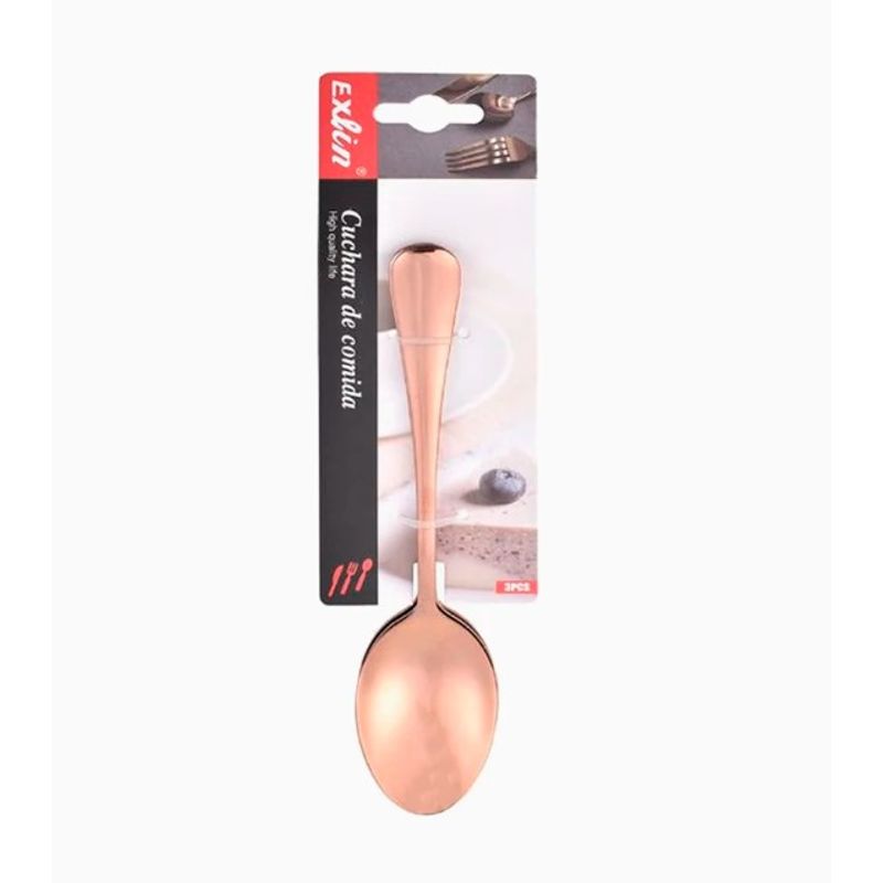 GENERICO - Cuchara De Comida Oro Rosa  3.7x17Cm
