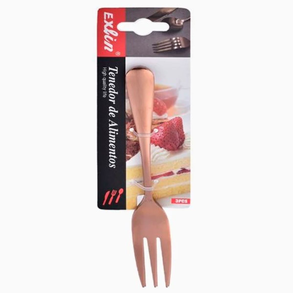 GENERICO - Tenedor Oro Rosa Acero  2X14Cm