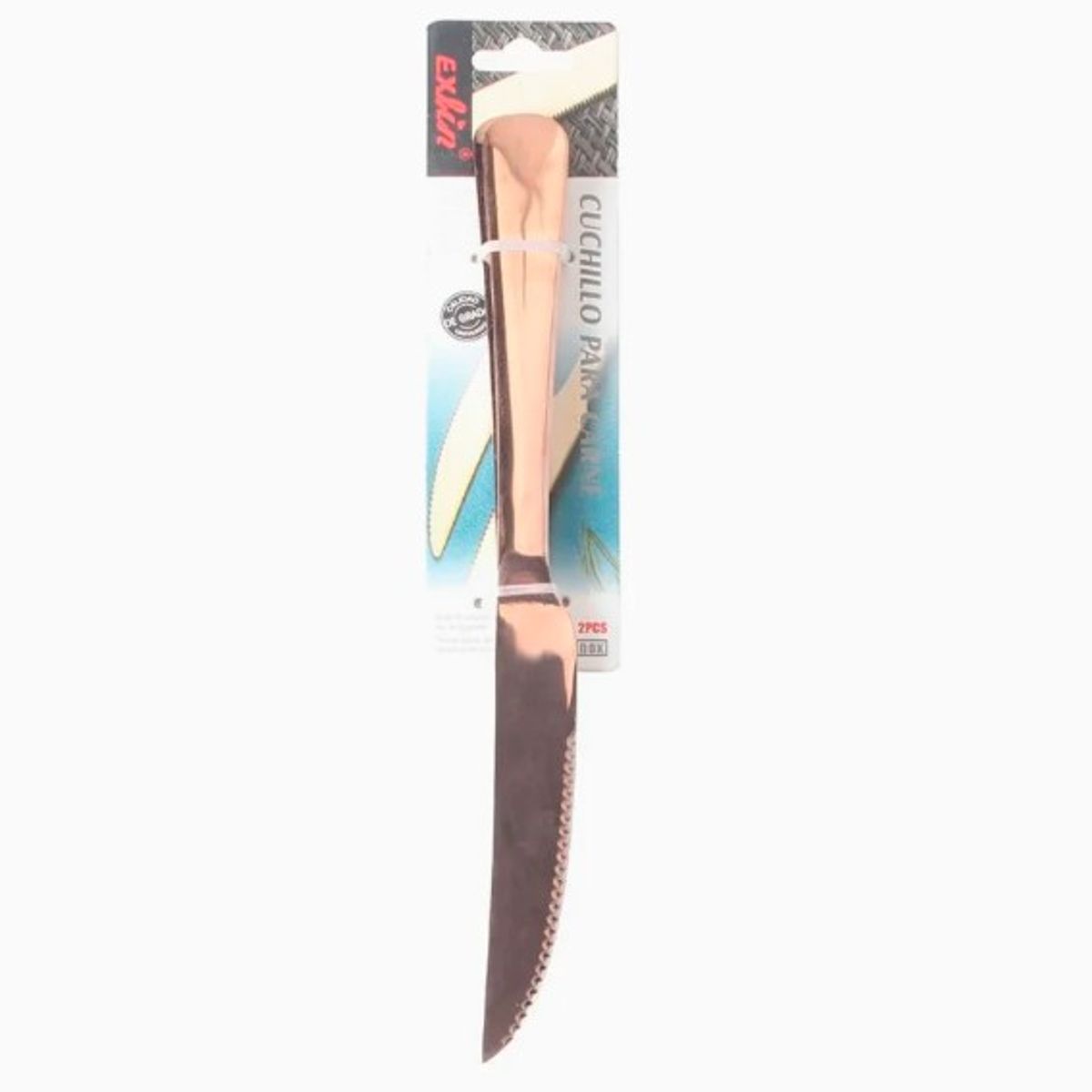 GENERICO - Cuchillo De Mesa Oro Rosa Acero 2×225cm