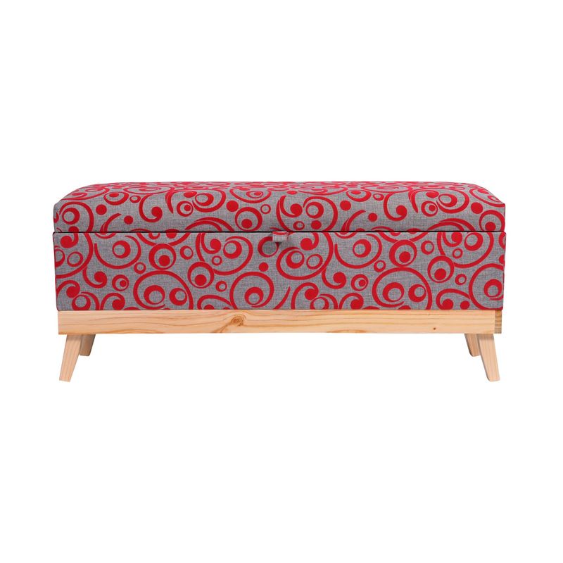 GENERICO - Banqueta con Baúl Incy Gris Rojo 120x40x50 cm Máxima Design