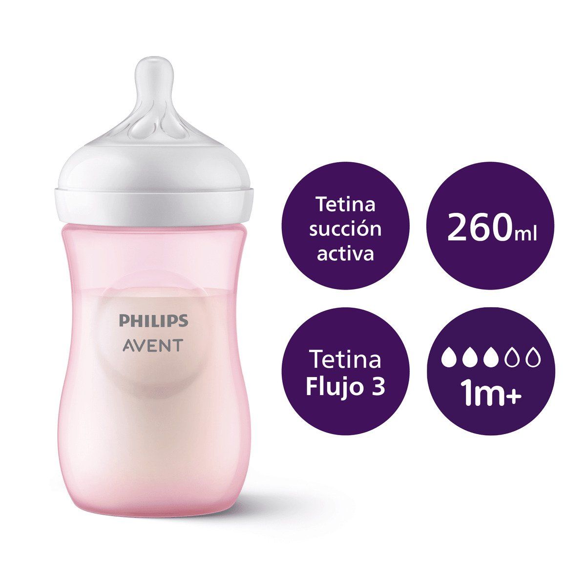 AVENT - Mamadera Natural Response 260ml Rosa Scy90311