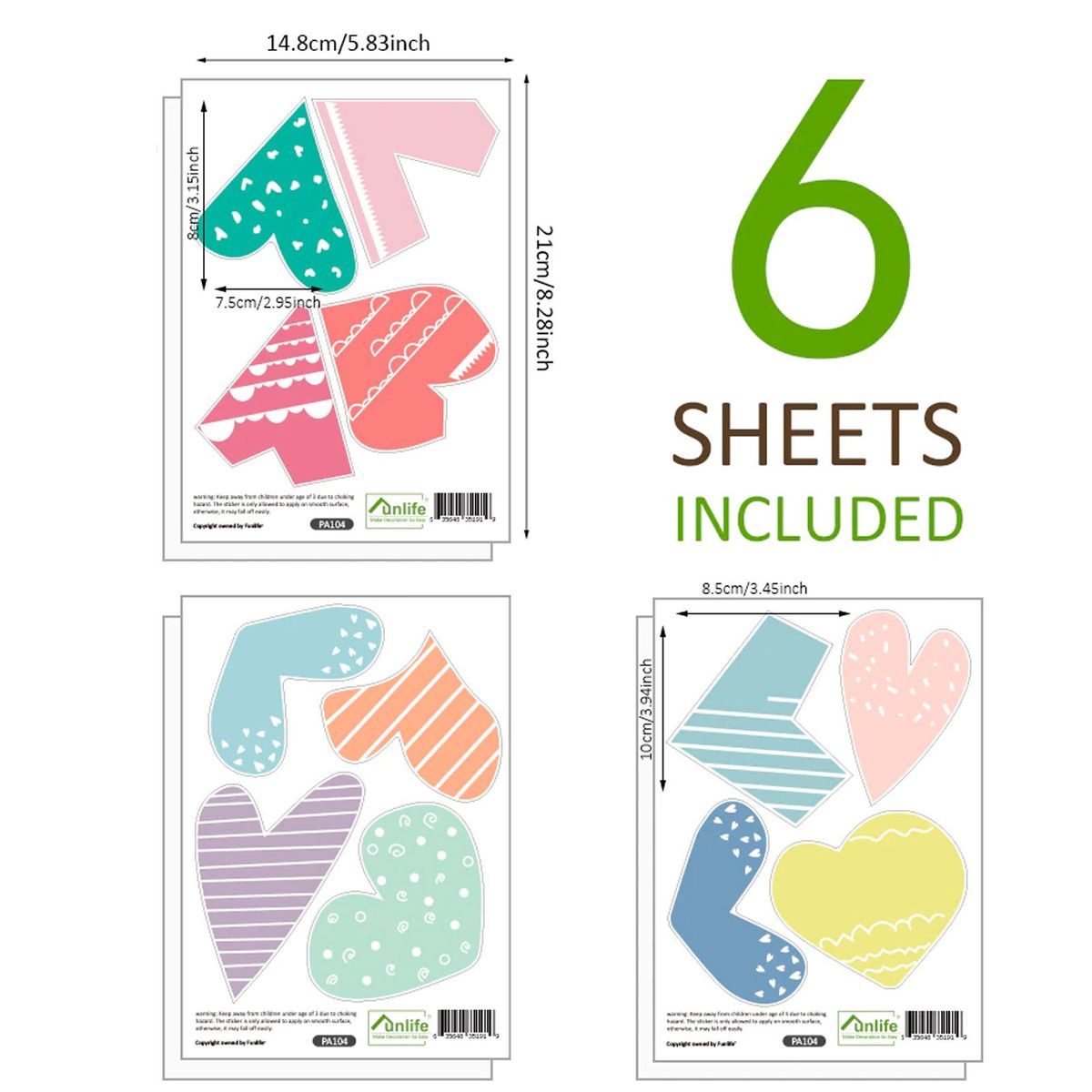 CREA TALLER - Corazones de colores vinilo stickers deco muro dormitorio infantil