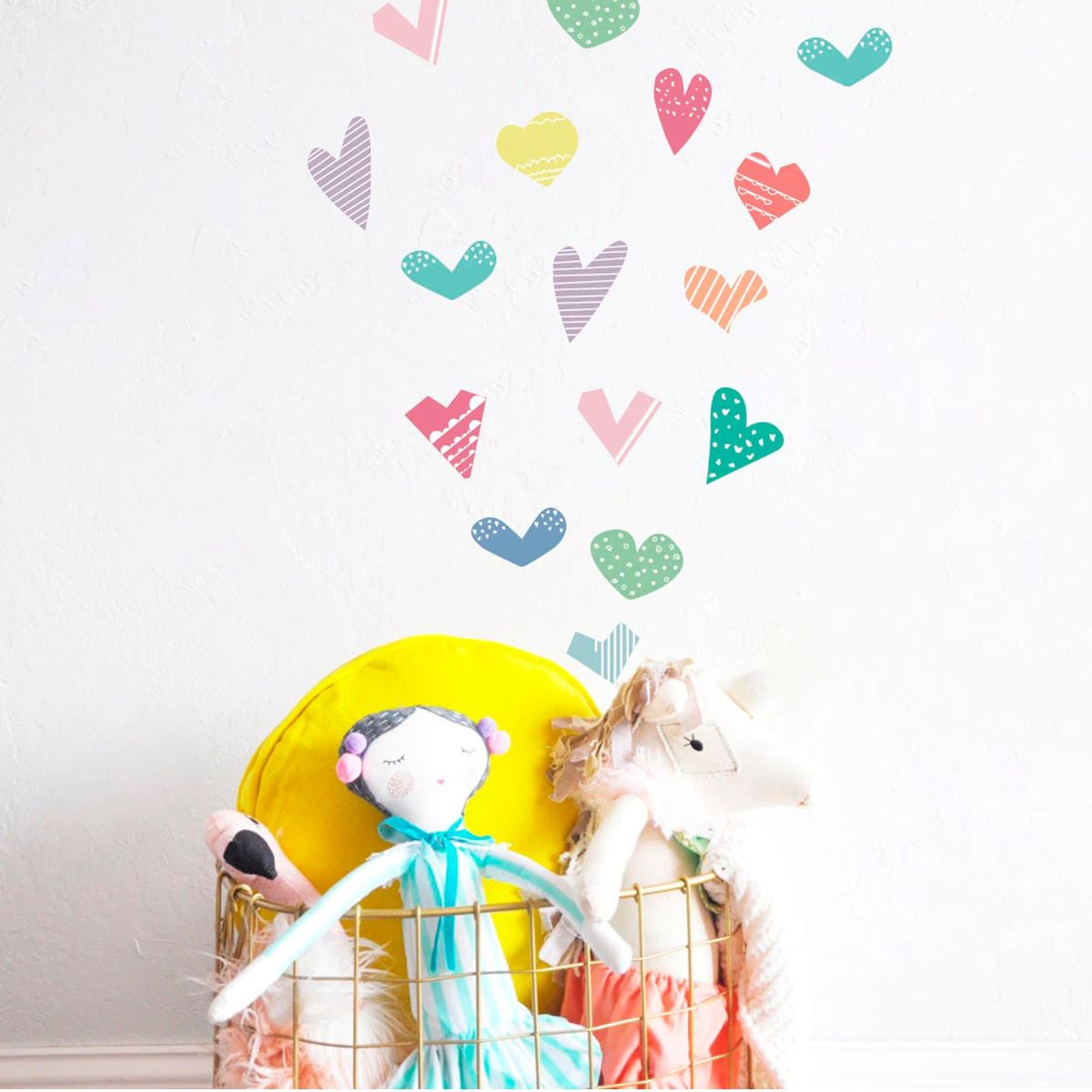 CREA TALLER - Corazones de colores vinilo stickers deco muro dormitorio infantil