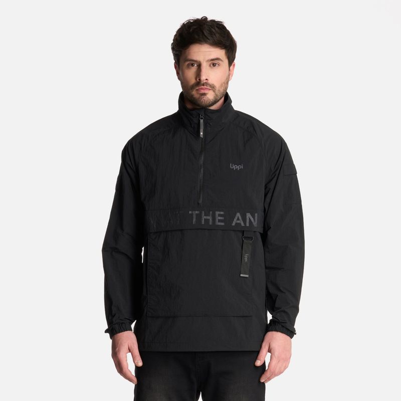 LIPPI - Chaqueta Hombre WindCity WindBreaker 1/4 Zip Jacket Negro Lippi