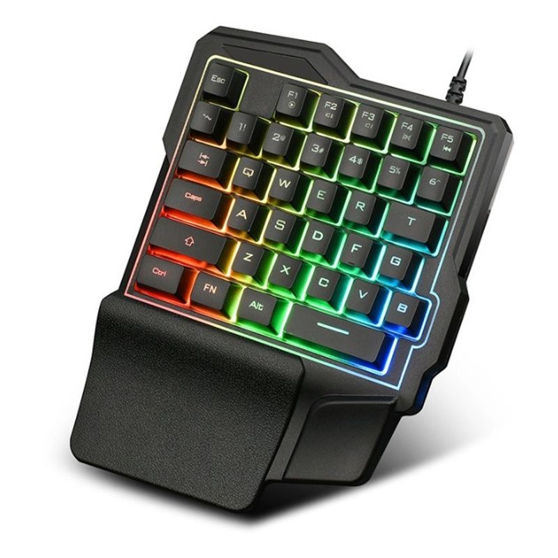GENERICO - Teclado de una Mano Gamer 35 Teclas con Luz Rgb