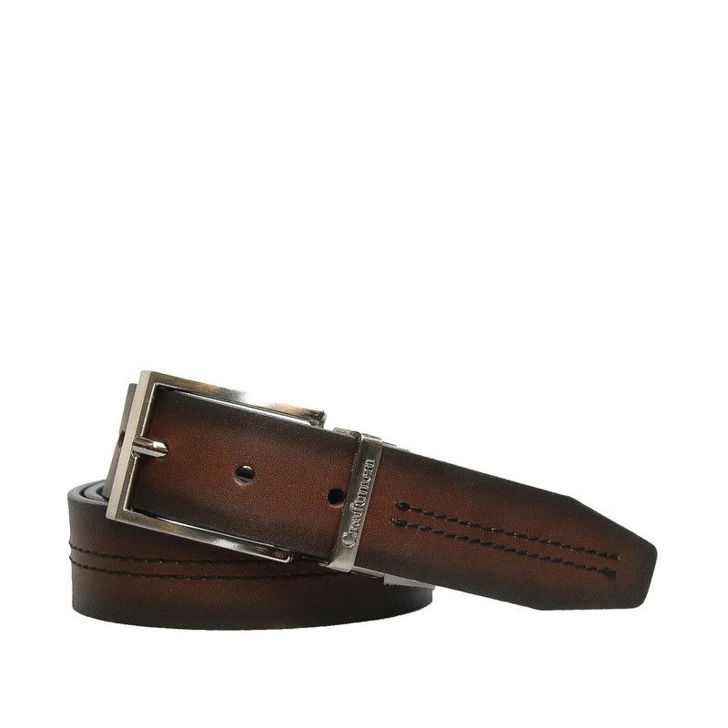 CRAFTMEN - Cinturón de hombre Lewis Reversible Café- Negro  100% cuero natural
