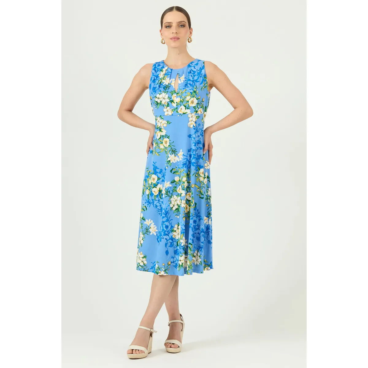 PRIVILEGE - Vestido celeste flores 612