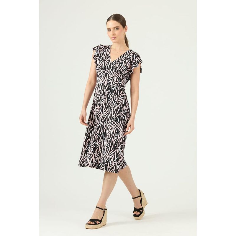 PRIVILEGE - Vestido negro estampado - Negro