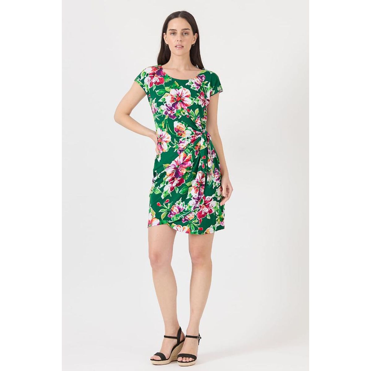 PRIVILEGE - Vestido verde flores 1140