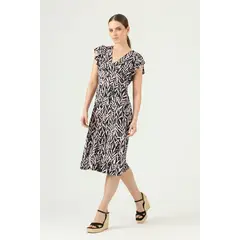 PRIVILEGE - Vestido negro estampado - Negro