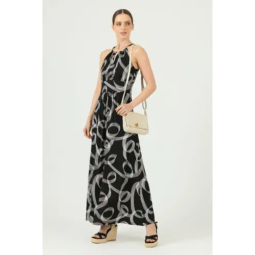 PRIVILEGE - Vestido negro estampado - Negro
