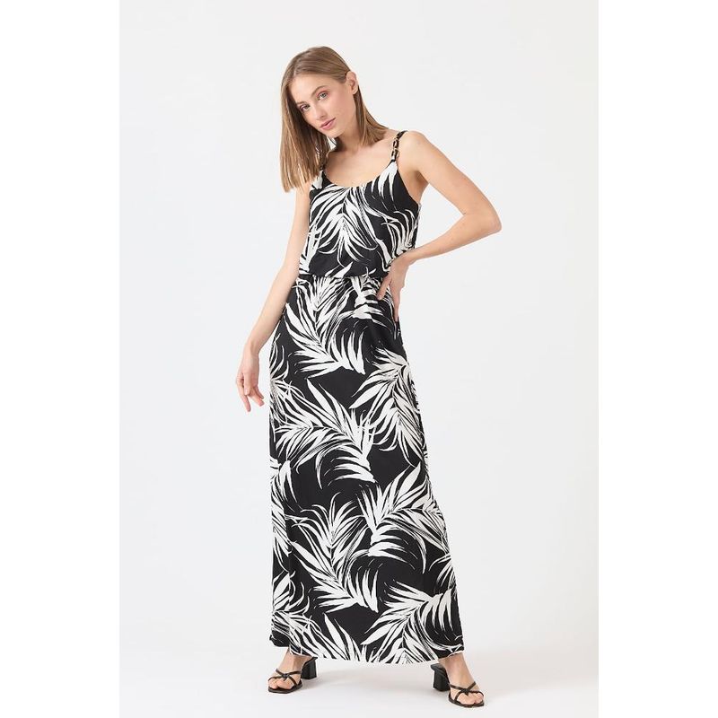 PRIVILEGE - Vestido negro estampado - Negro