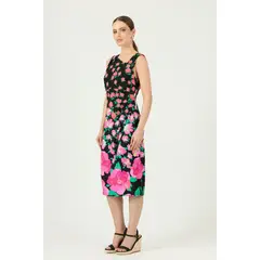 PRIVILEGE - Vestido negro flores - Negro