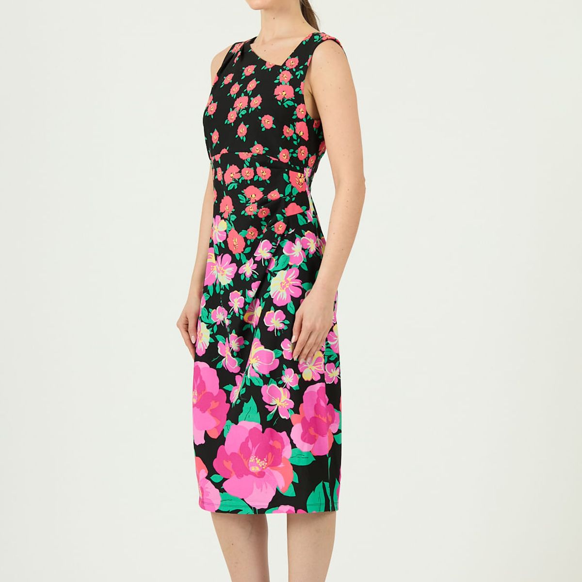 PRIVILEGE - Vestido negro flores 1410