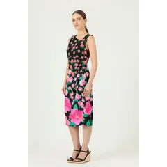 PRIVILEGE - Vestido negro flores 1410