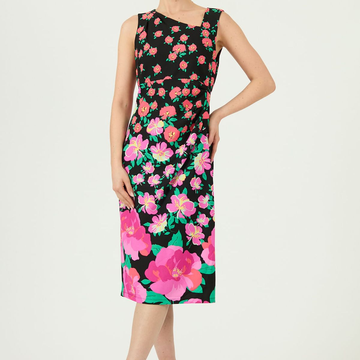 PRIVILEGE - Vestido negro flores 1410