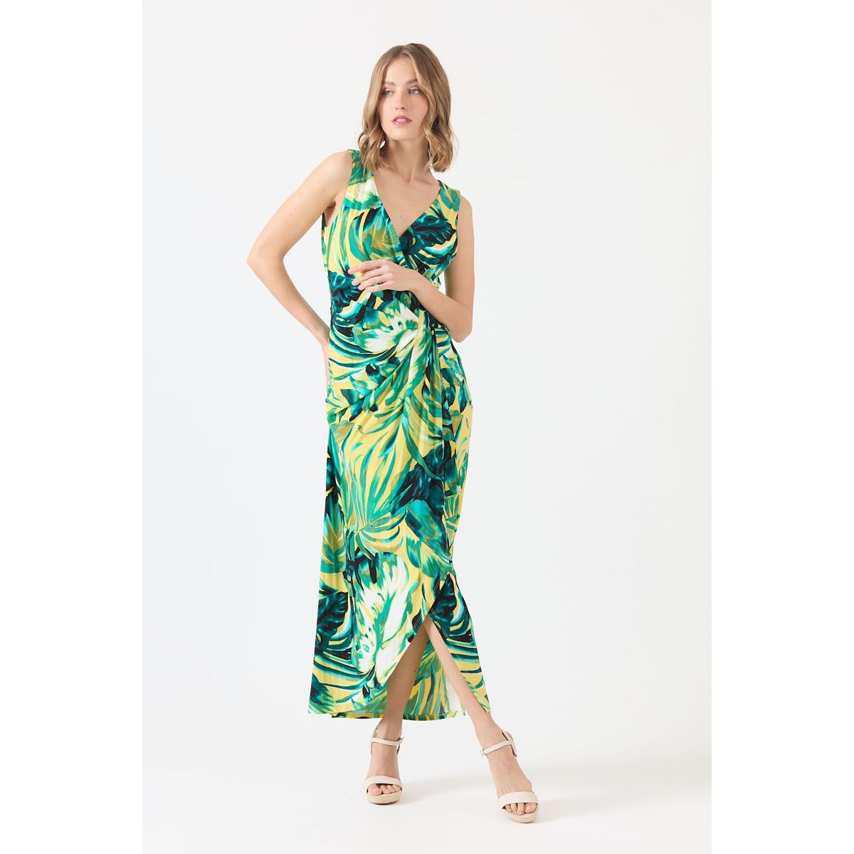 PRIVILEGE - Vestido verde estampado 1055