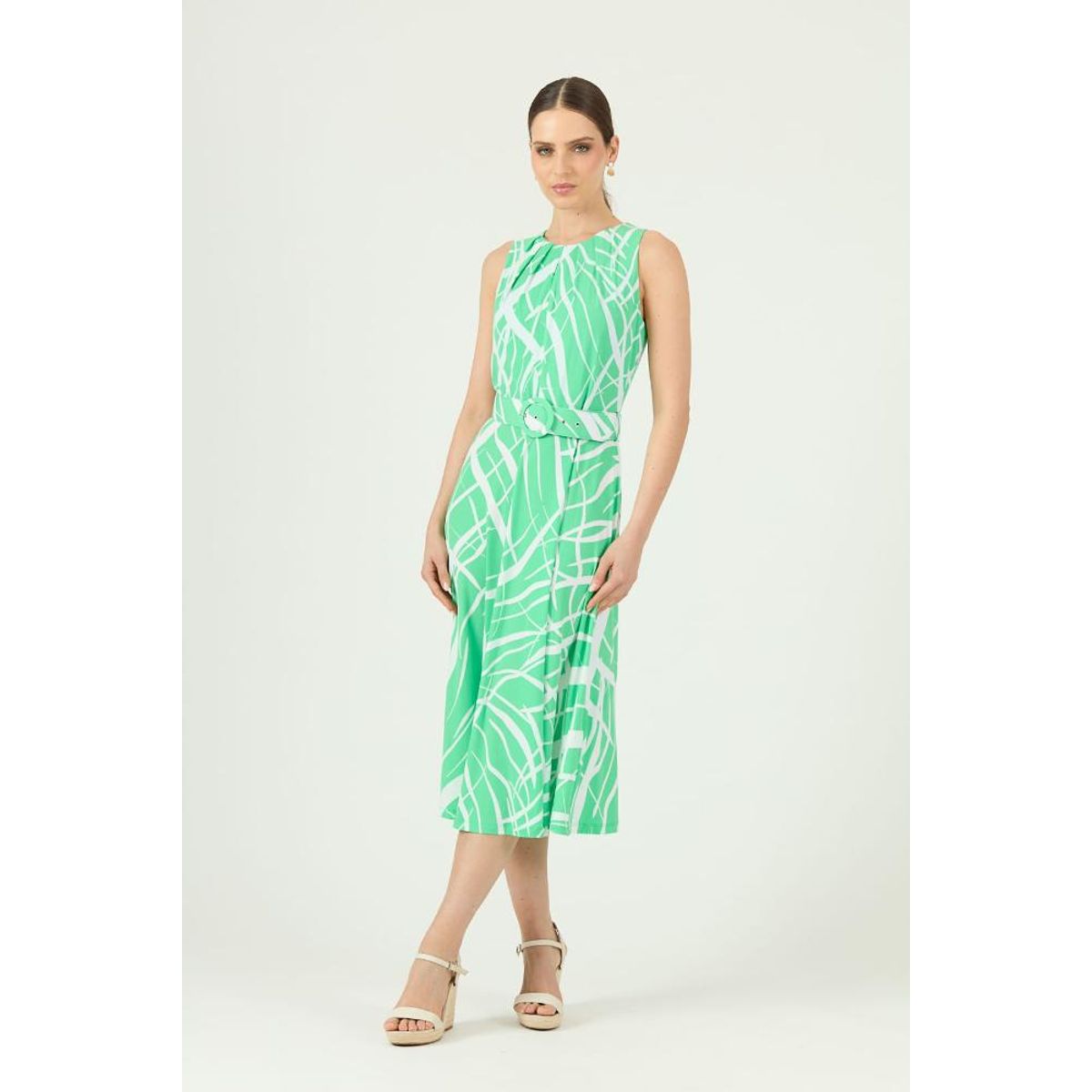 PRIVILEGE - Vestido verde estampado 1376