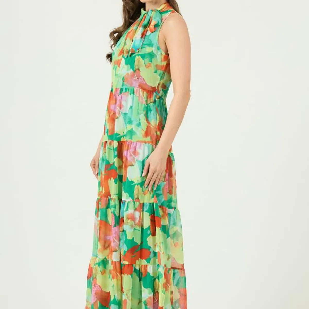PRIVILEGE - Vestido verde estampado 625