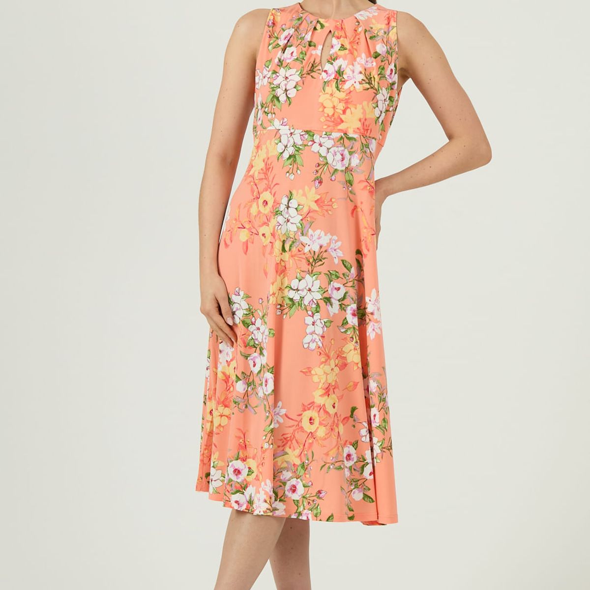 PRIVILEGE - Vestido salmon flores 615