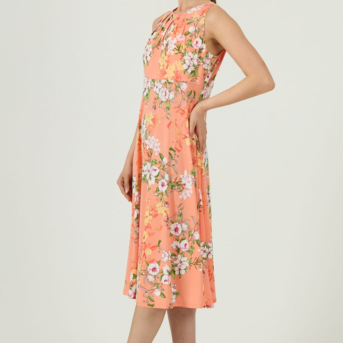 PRIVILEGE - Vestido salmon flores 615