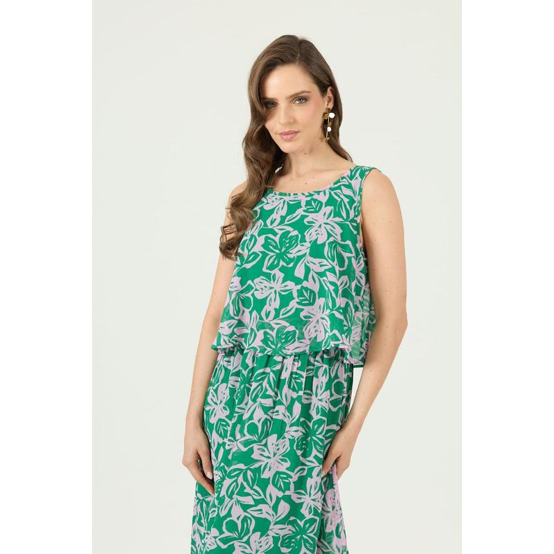 PRIVILEGE - Vestido verde flores PRIVILEGE - Verde