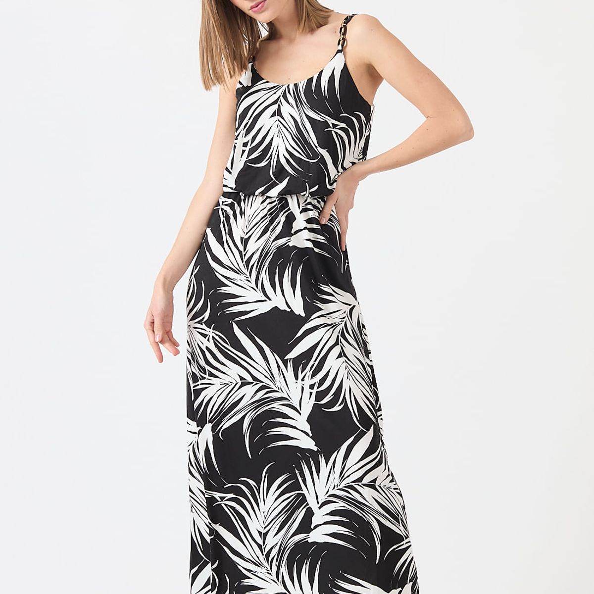 PRIVILEGE - Vestido negro estampado 1144