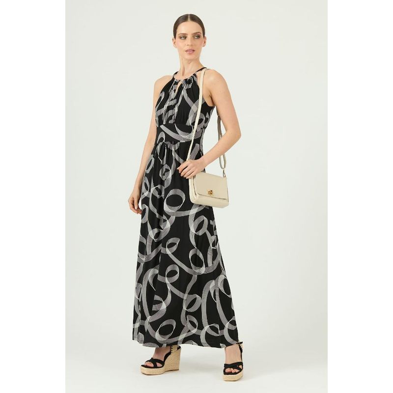 PRIVILEGE - Vestido negro estampado PRIVILEGE 618 - Negro