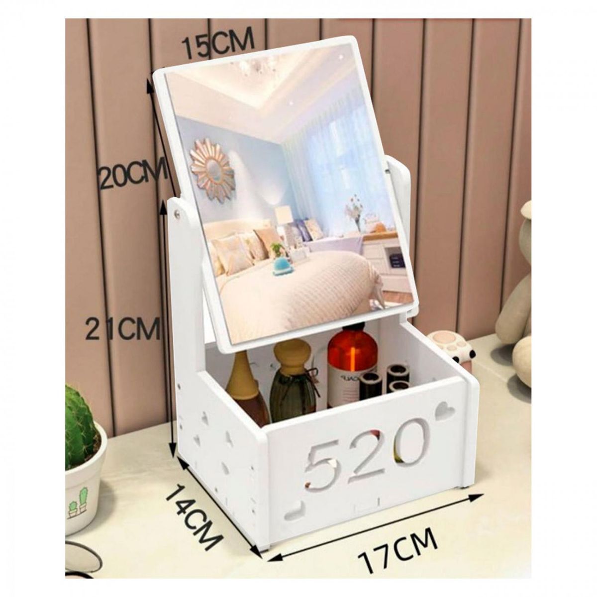 GENERICO - Organizador con Cajon y Espejo Cuadrado- Diseño Moderno para Decoración del Hogar