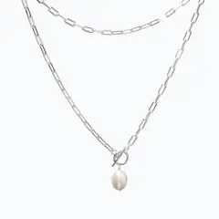LA GARZA - Collar Mujer Plata Perla Barroca