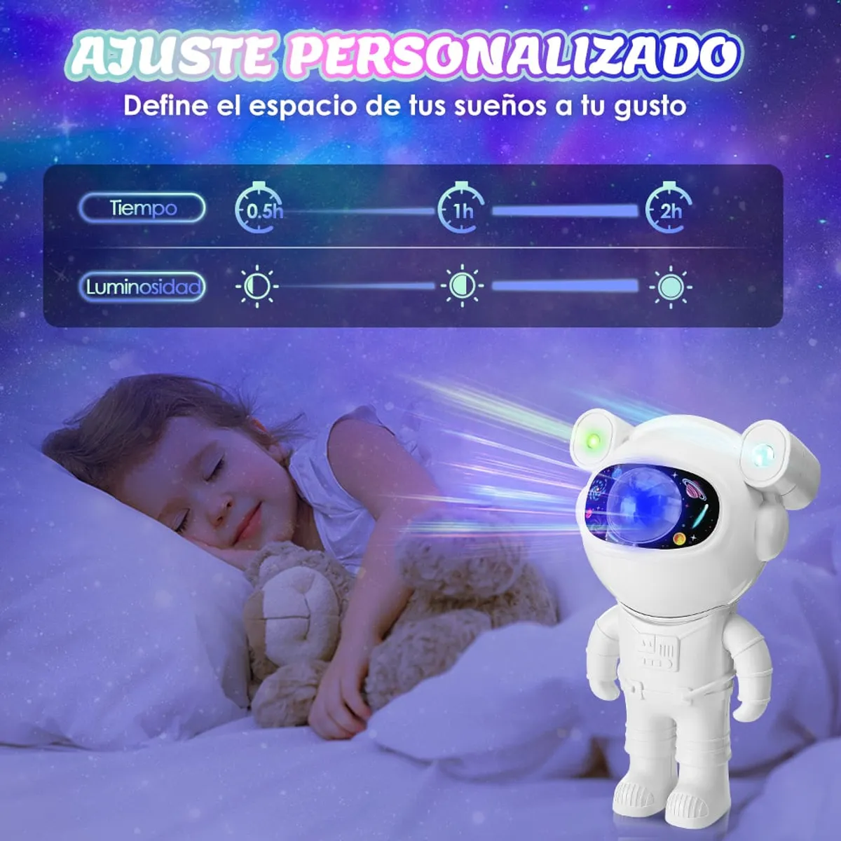 LUKOVEE - Lampara Led Astronauta De Mesa Proyector Estrellas Galaxia