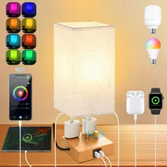 GENERICO - Lámparas Mesa Buró Noche Con Smart Bombilla Rgb Y Puerto Usb