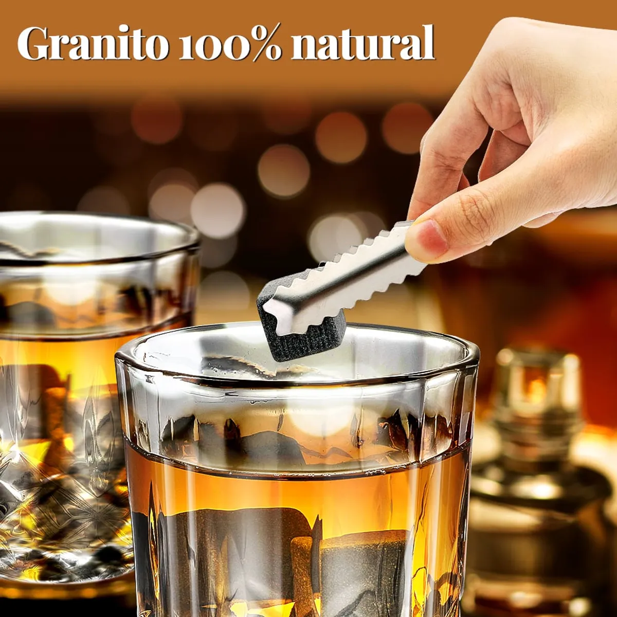 LUKOVEE - Whiskey Stones Set Granito Chill Vasos Caja Madera 15pcs