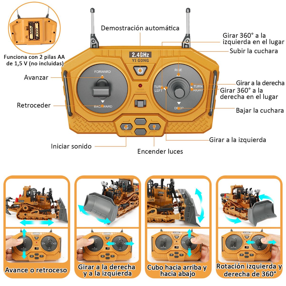LUKOVEE - Juguetes de Excavadora Remote Control Niños