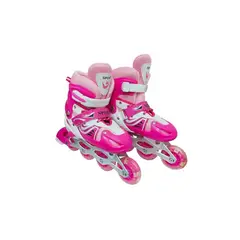 GENERICO - Patines En Linea Ajustable Para Niñas Rueda Led 29-32 Rosa