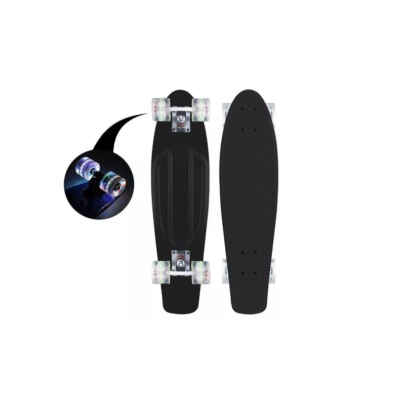 GENERICO - Skate Penny Patineta Negro Ruedas Led Niños Negro