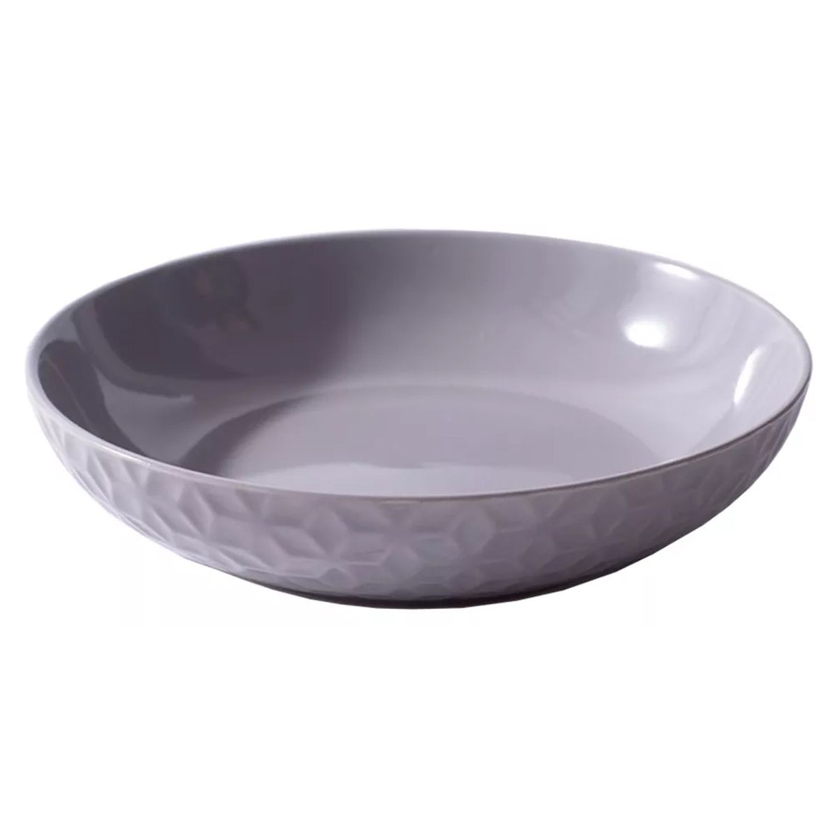 GENERICO - Plato Hondo Sopero Cerámica Geométrico Gris 214x48mm X4