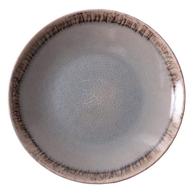 GENERICO - Plato Llano Entrada Cerámica Gris Con Marrón 22cm X4